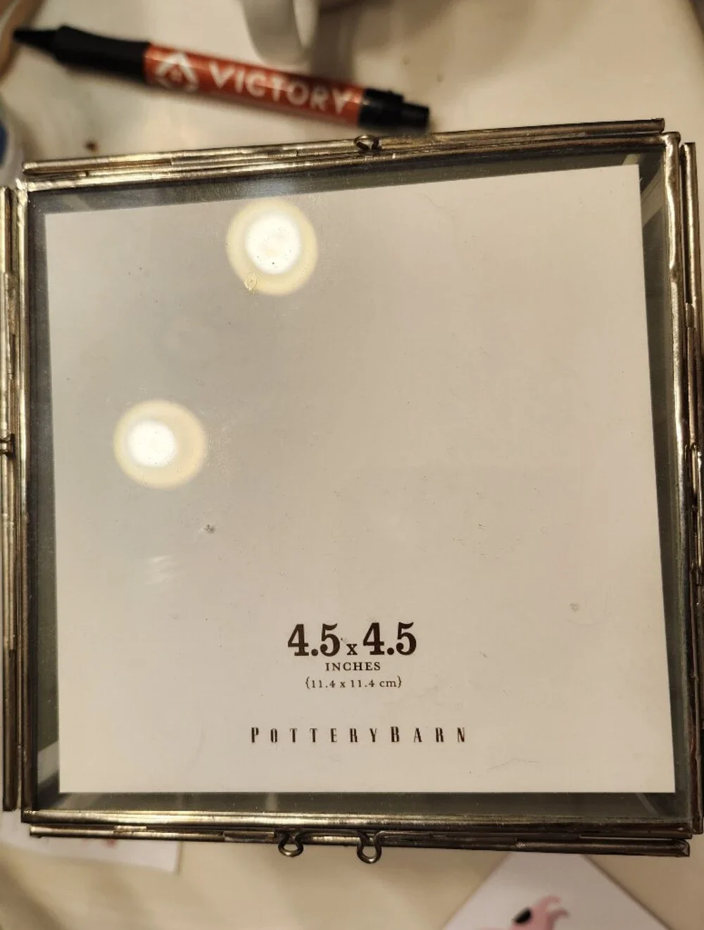 Pottery Barn Lexington Square Glass Photo 4.5 x 4.5 Frame in Silver Tone